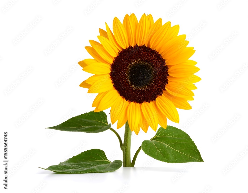 Obraz premium Single sunflower against white