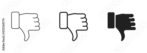 Hand gesture thumbs down icons black and white vector collection