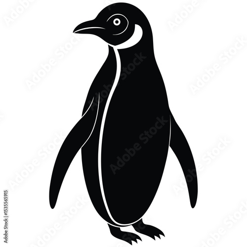 Black and white penguin silhouette illustration suitable for education and childrens content