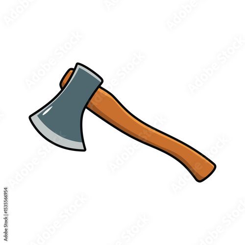 Cartoon Hatchet Illustration, A Stylized Axe with Wooden Handle