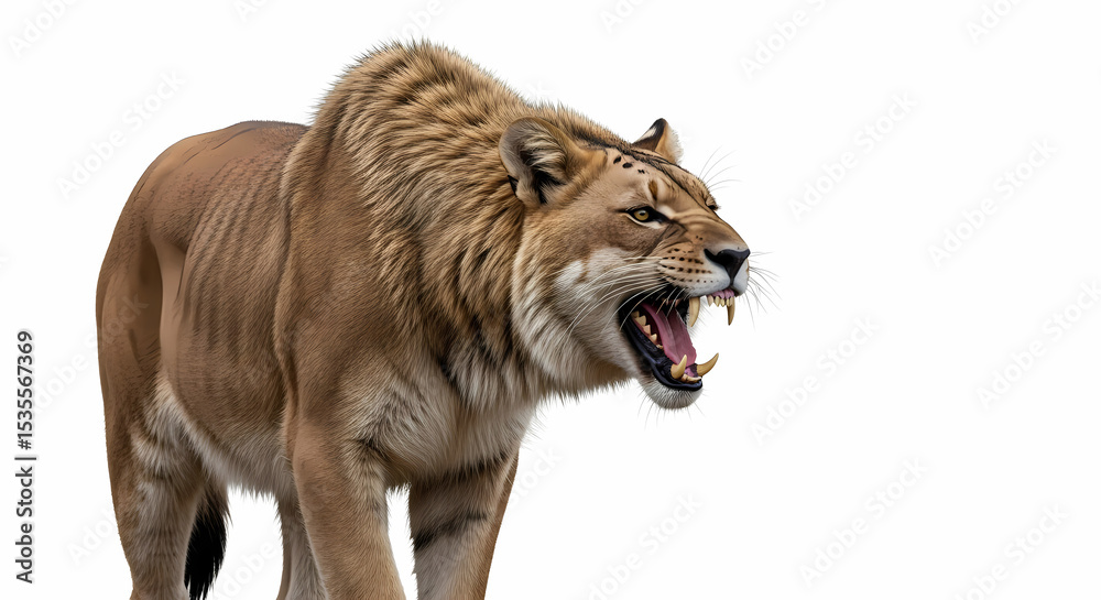 Obraz premium Powerful Cave Lion: A Digital Reconstruction of an Extinct Feline