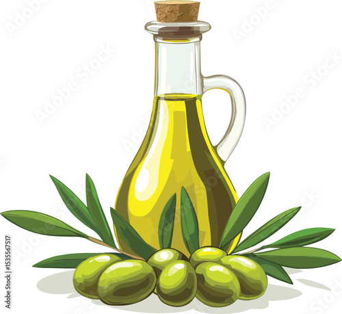 bottle of olive oil with olives