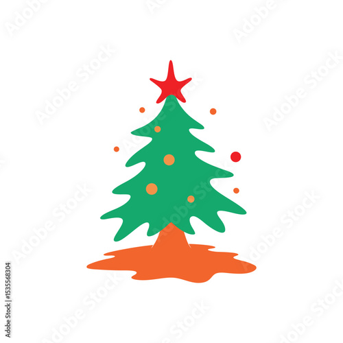 christmas tree emerging from paint splash vector 