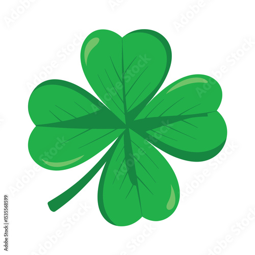 Vibrant Green Four-Leaf Clover, Symbol of Luck and St. Patrick's Day