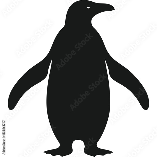 Minimalist black silhouette of a penguin featuring a simple clean design on white background