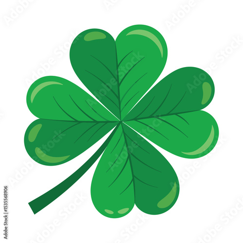 Vibrant Green Four-Leaf Clover, Symbol of Luck and St. Patrick's Day