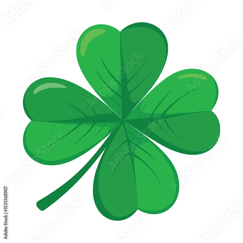 Vibrant Green Four-Leaf Clover, Symbol of Luck and St. Patrick's Day