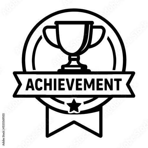 Achievement Trophy Award Badge Icon - Representing Success, Recognition, Excellence, and Victory in Competitions or Goals.
