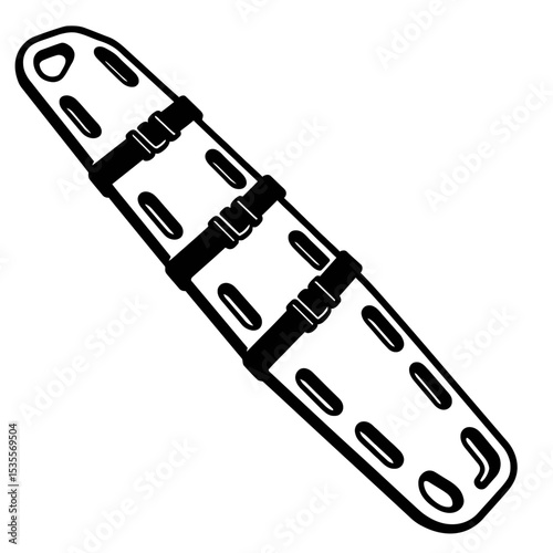 Medical Spine Board Stretcher Vector Icon - Essential Equipment for Emergency Services, First Aid, and Patient Transport.