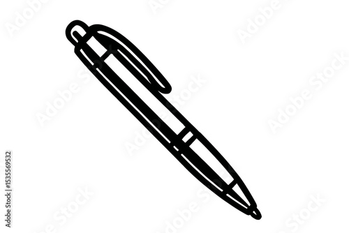Sleek Black and White Modern Pen Icon Vector - Essential Writing Tool for Office, School, and Everyday Use