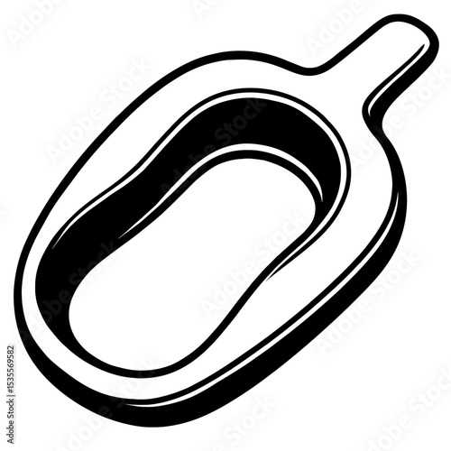 Classic Black and White Hospital Bedpan Icon Vector - Medical Aid Symbol for Patient Care and Healthcare