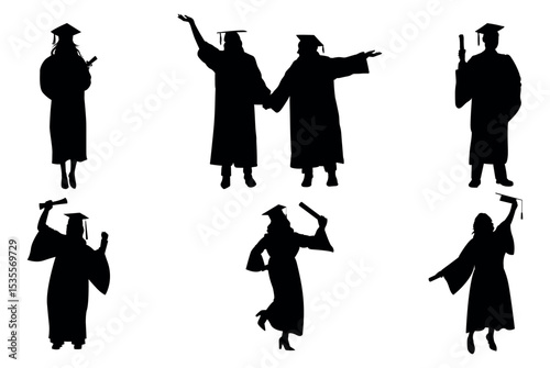  Graduation silhouette Vector Illustration