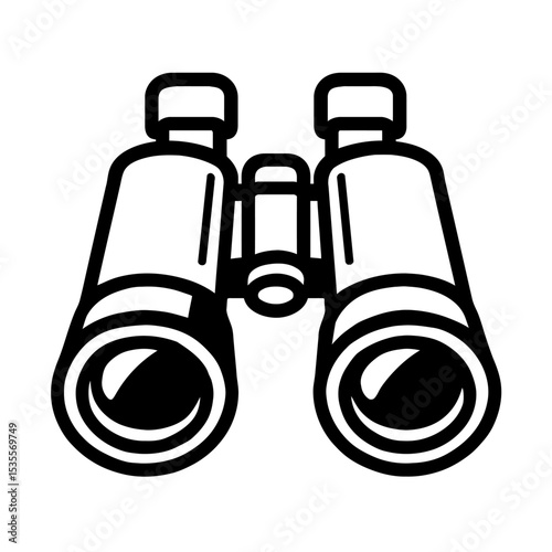 Classic Black and White Binoculars Icon Vector - Observation Tool for Travel, Nature, and Exploration