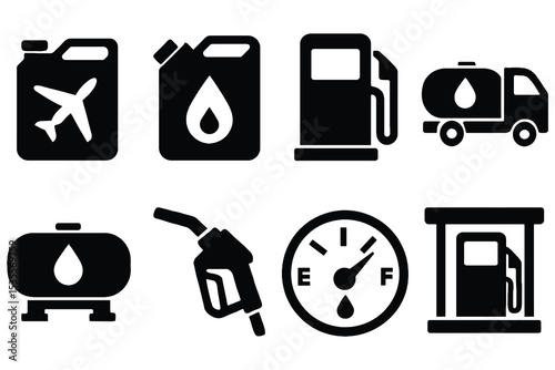 Fuel icons set isolated on white background