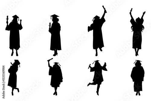  Graduation silhouette Vector Illustration