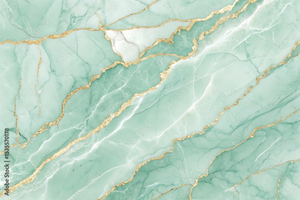 Fototapeta premium Elegant sea green marble texture with cream veins