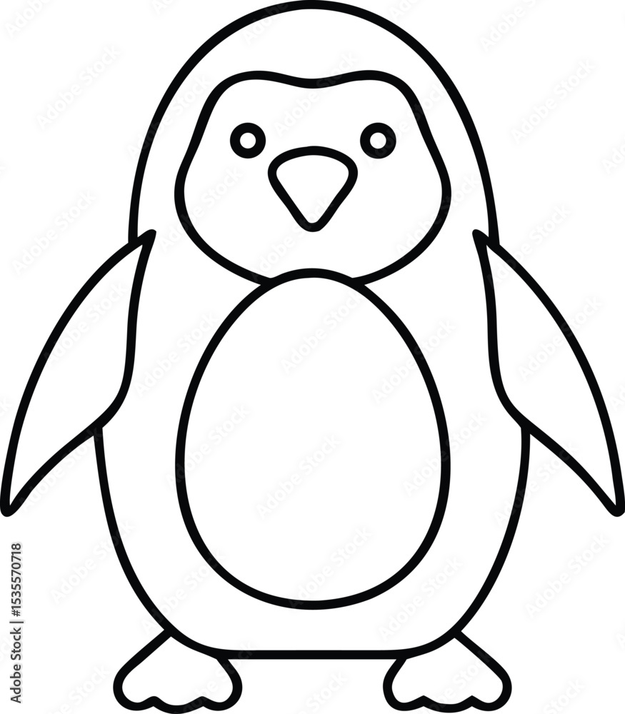 Fototapeta premium Penguin Coloring Page Vector Line Art