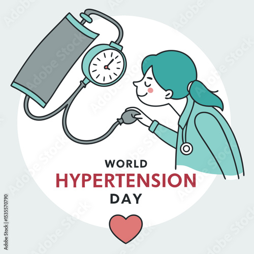 World Hypertension Day Illustration with Doctor and Blood Pressure Monitor for Awareness and Prevention Campaigns and Educational Materials