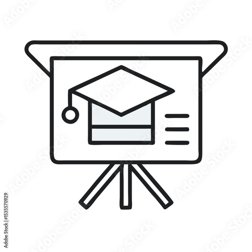 Education Icon Featuring a Blackboard and Graduation Cap for Learning Activities