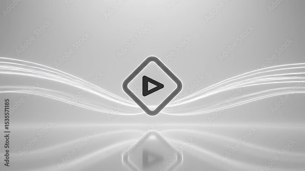 Play Button Symbol with Glowing Lines Abstract Motion Background