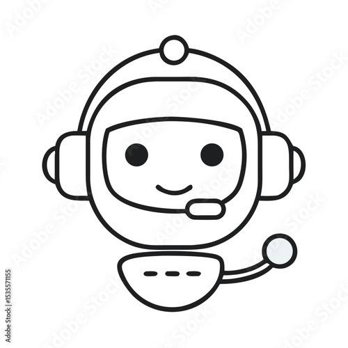 Robot Icon With Headset Symbolizing Human-Tech Interaction
