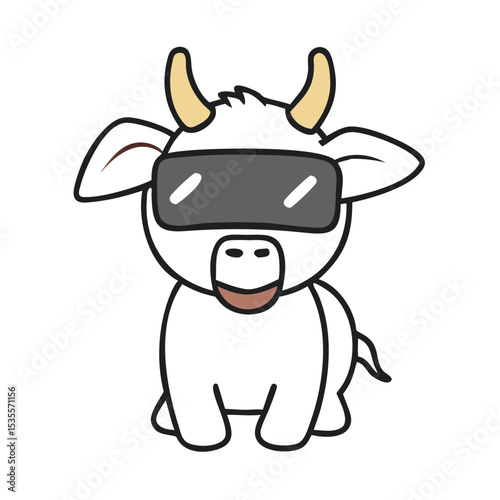 Bewildered Goat Wearing Virtual Reality Goggles Experiences a New World