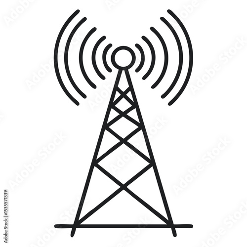 Simple Black and White Illustration of a Cellular Transmission Tower in Design