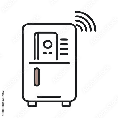 Smart Fridge Vector With Digital Temperature Display for Modern Kitchens