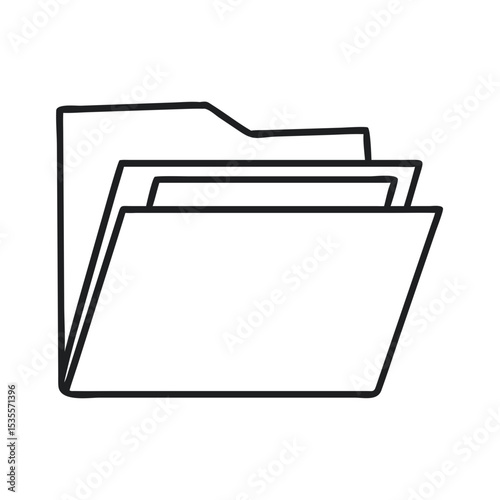 Simple Outline of an Open Folder Icon Suitable for Digital Projects