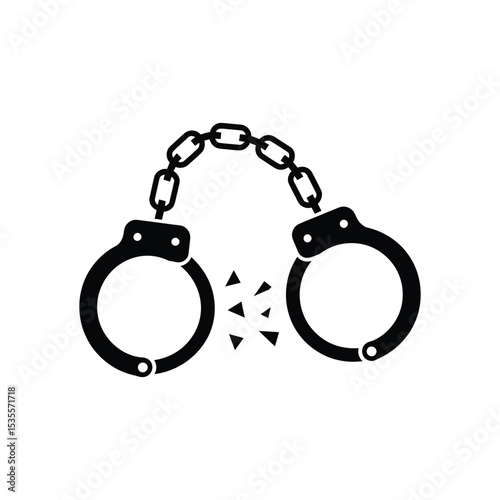 Broken Handcuffs Silhouette, Symbol of Freedom and Breaking Chains