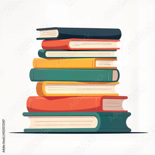Colorful stack of books representing creativity and knowledge, illustration