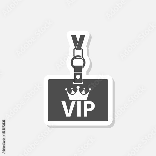 VIP pass card icon sticker isolated on gray background
