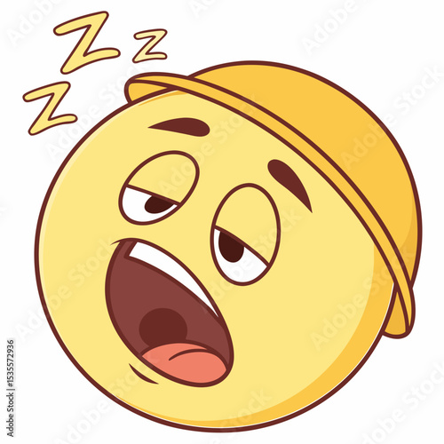 Bored emoji yawning with half-closed eyes