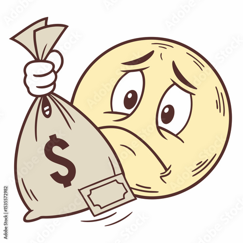 Broke emoji with torn pocket and sad face
