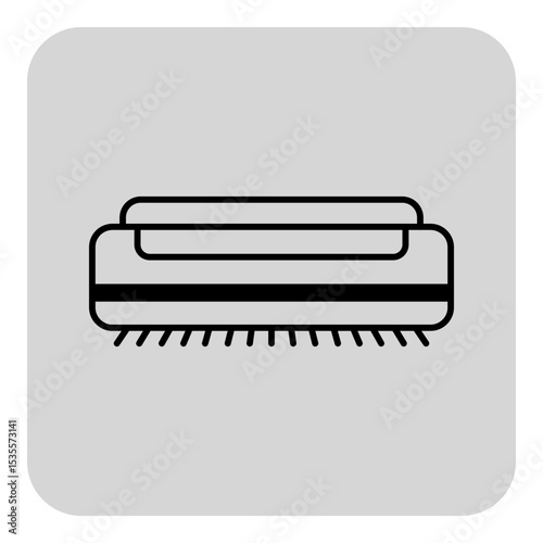 Minimalist line design of vacuum cleaner, showcasing its key components in simple and clear manner on neutral background, ideal for modern graphics