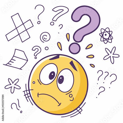 Confused emoji surrounded by math equations