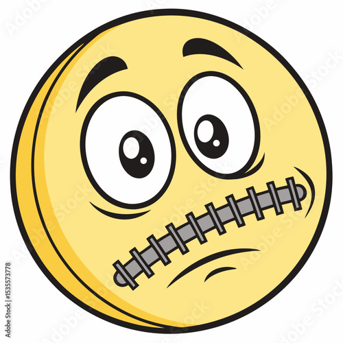 Emoji face with zipped mouth for secret or hush reactions