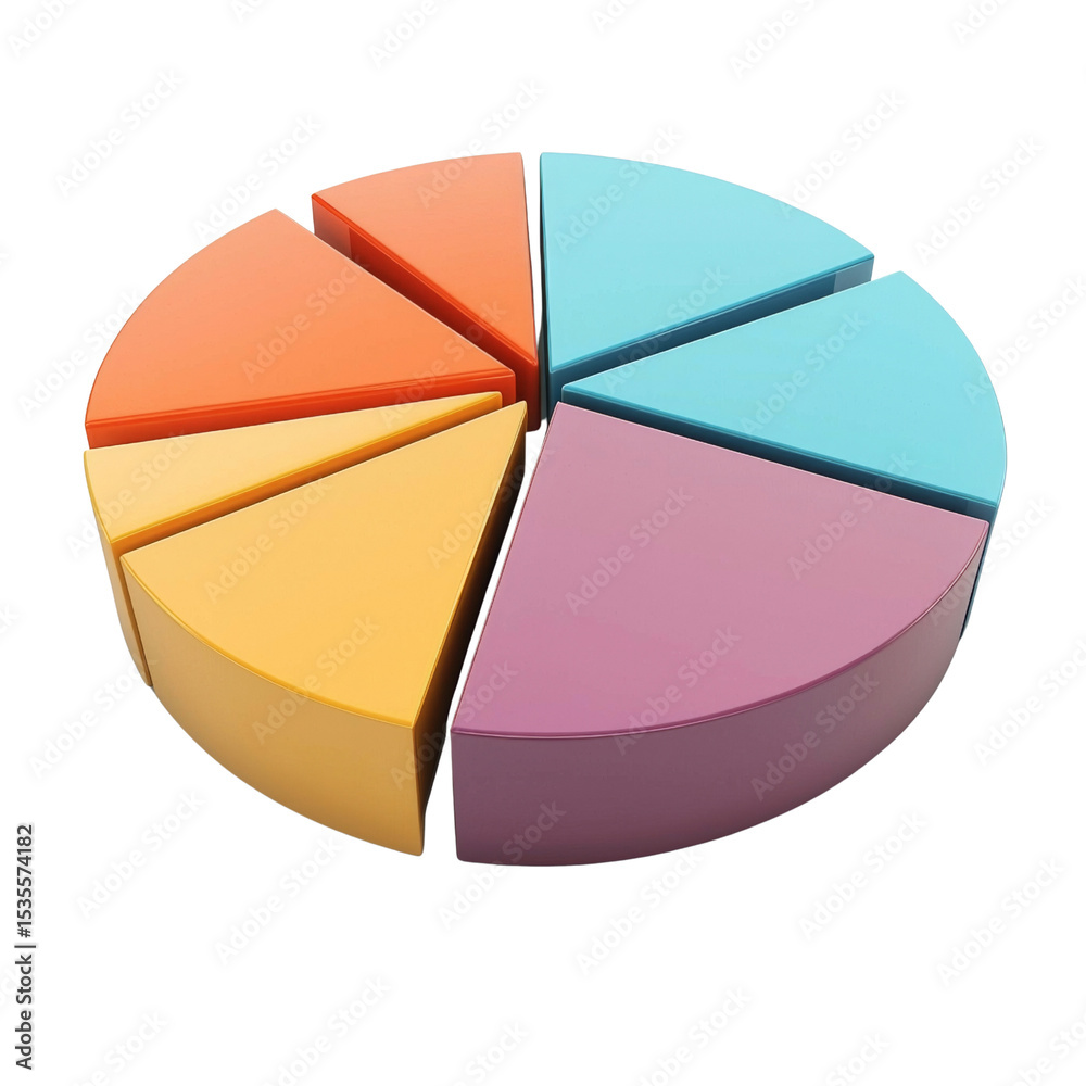 Obraz premium Colorful pie chart model representing data segments, ideal for presentations and educational purposes. This vibrant design enhances visual learning and engagement