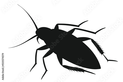 Silhouette of a cockroach isolated on white perfect for pest control and infestation concepts