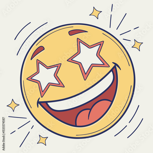 Happy face emoji with stars in eyes