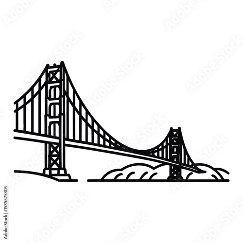 San Francisco Bay Area Icon, Vector, Illustration, Icon, Outline, Line Art, Silhouette, Logo, White Background.