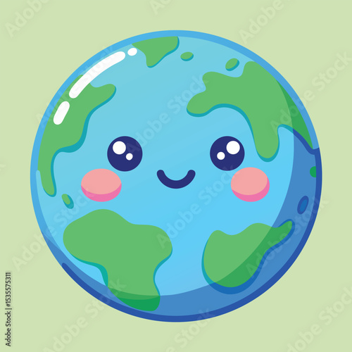 Cute Smiling Earth Cartoon Illustration for World Environment Day Celebration