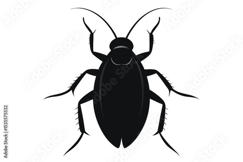 Vector illustration of a black cockroach isolated on a white background suitable for design