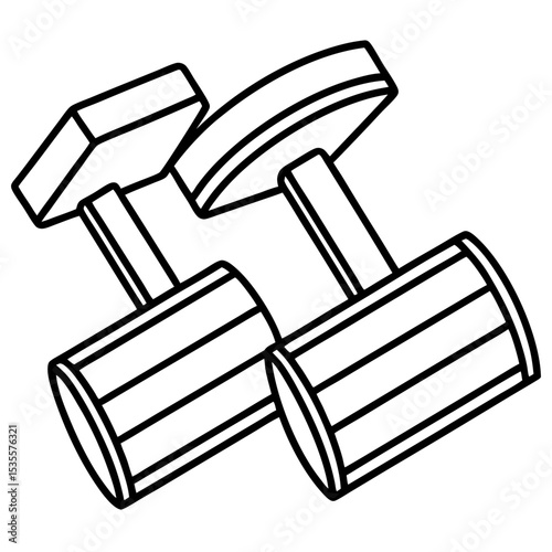 Cuff links line art vector