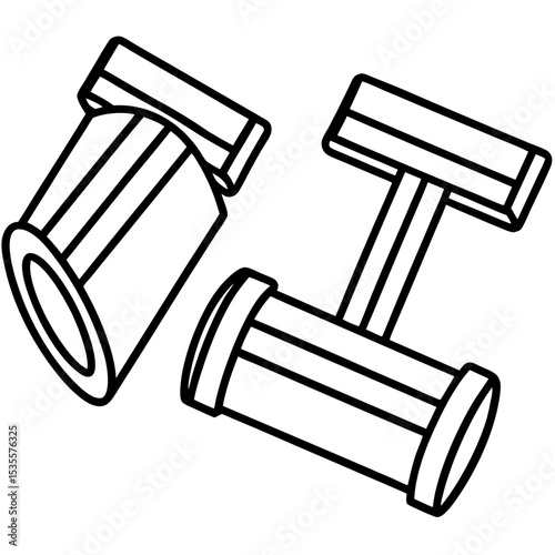 Cuff links line art vector