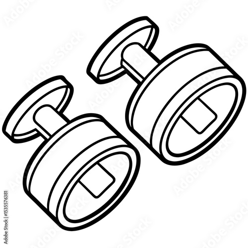 Cuff links line art vector