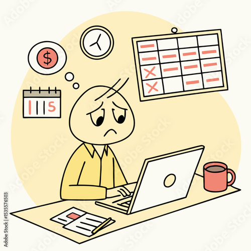 Tired emoji doing budgeting or expense tracking