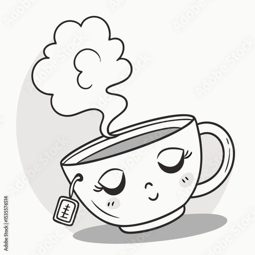 Tired teacup emoji with closed eyes and steam cloud