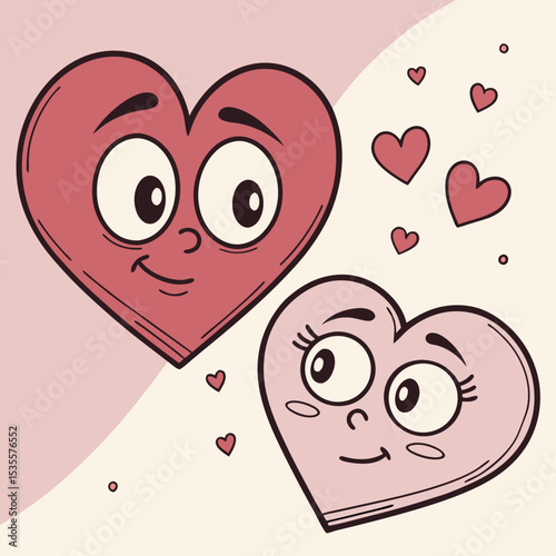 Two heart-shaped face emojis staring at each other