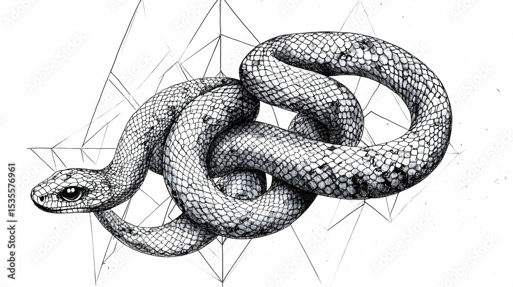 Obraz premium Detailed Sketch of Intertwined Snakes